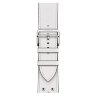 Apple Watch Hermes Series 11 46mm, кожаный белый ремешок с клепками
