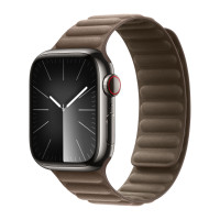 Apple Watch Series 9 45mm Graphite Stainless Steel Case with Magnetic Link - Tan