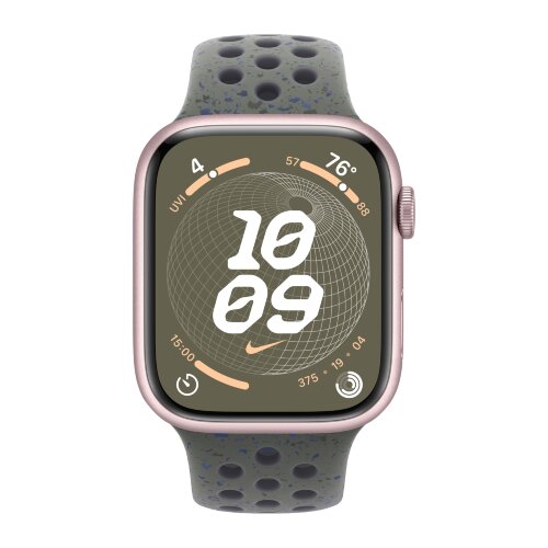 Apple Watch Series 9 41mm, Pink Aluminum Case with Nike Sport Band - Cargo Khaki