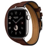Apple Watch Hermès Series 12 42mm, Silver Titanium, ремешок Double Tour Attelage землисто-коричневый (Terre)