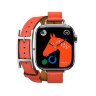 Кожаный двойной тонкий ремешок с пряжкой Hermes для Apple Watch 42mm Attelage Hapi Double Tour - Оранжевый (Orange Field)