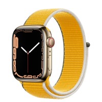 Apple Watch Series 7 41 мм, сталь золотистая, спортивный браслет Ярко-жёлтый
