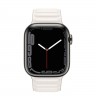 Apple Watch Series 7 41 мм, Графитовая нержавеющая сталь, браслет из кожи «Белый мел»