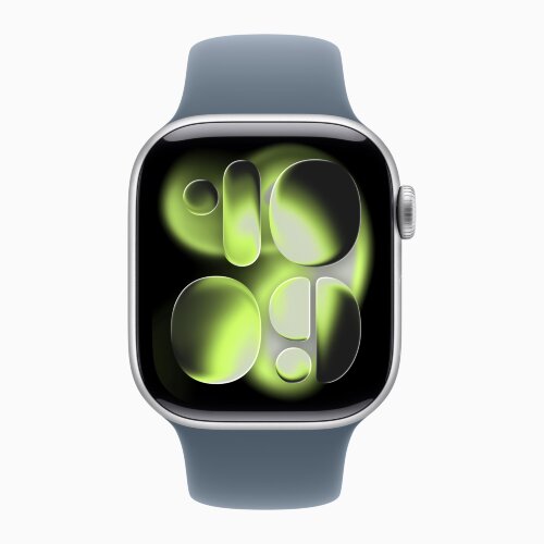 Apple Watch Series 11 46mm, Silver Aluminum Case with Sport Band - Anchor Blue