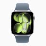 Apple Watch Series 11 46mm, Silver Aluminum Case with Sport Band - Anchor Blue