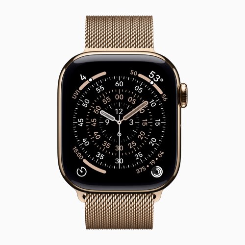 Apple Watch Series 11 42mm, Gold Titanium, Gold Milanese Loop