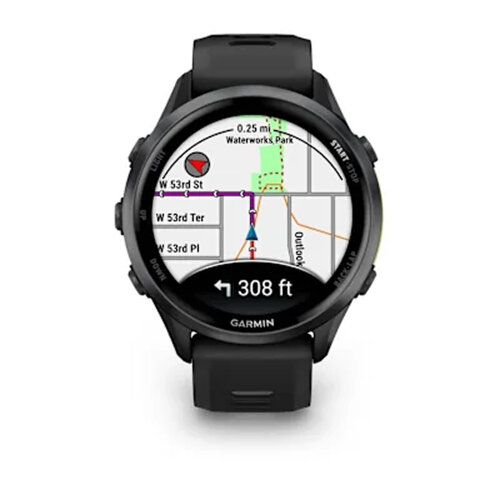 Умные часы Garmin Forerunner 970 Carbon Gray DLC Titanium, Black Case, Black/Translucent Whitestone Band
