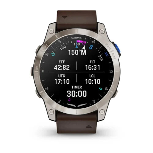 Умные часы Garmin D2 Mach 1 47mm, Aviator Smartwatch, Oxford Brown Leather Band