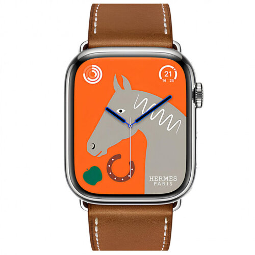 Apple Watch Hermes Series 12 46mm, коричневый ремешок с раскладывающейся застежкой