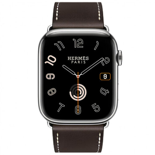 Apple Watch Hermes Series 10 46mm, тёмно-коричневый ремешок с раскладывающейся застежкой