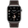 Apple Watch Hermes Series 10 46mm, тёмно-коричневый ремешок с раскладывающейся застежкой
