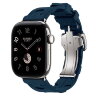 Apple Watch Hermès Series 12 42mm, Silver Titanium, ремешок Deployment Buckle Kilim синий (Bleu De Malte)