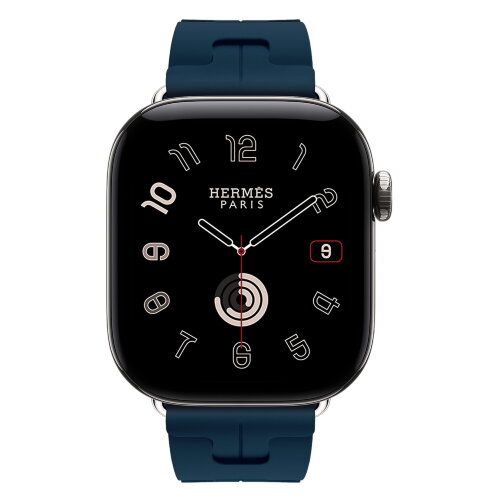 Apple Watch Hermès Series 12 42mm, Silver Titanium, ремешок Deployment Buckle Kilim синий (Bleu De Malte)