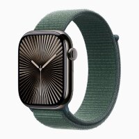 Apple Watch Series 10 42mm, Slate Stainless Steel Case with Sport Loop - Lake Green