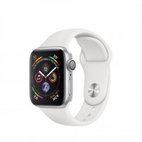 Apple Watch series 5, 40 мм GPS, серебристый алюминий, белый спортивный ремешок