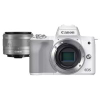 Canon EOS M50 Mark II Mirrorless Camera, White + EF-M 15-45mm f/3.5-6.3 IS STM Lens, Silver