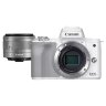 Canon EOS M50 Mark II Mirrorless Camera, White + EF-M 15-45mm f/3.5-6.3 IS STM Lens, Silver