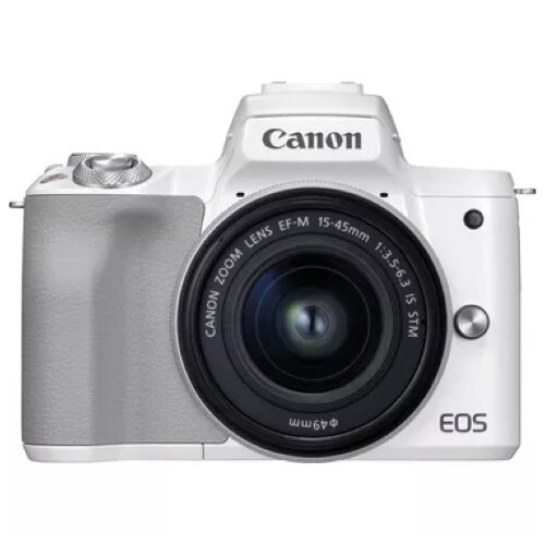 Canon EOS M50 Mark II Mirrorless Camera, White + EF-M 15-45mm f/3.5-6.3 IS STM Lens, Silver