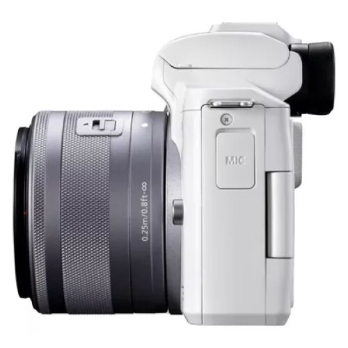 Canon EOS M50 Mark II Mirrorless Camera, White + EF-M 15-45mm f/3.5-6.3 IS STM Lens, Silver