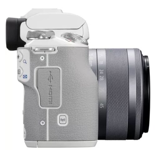 Canon EOS M50 Mark II Mirrorless Camera, White + EF-M 15-45mm f/3.5-6.3 IS STM Lens, Silver