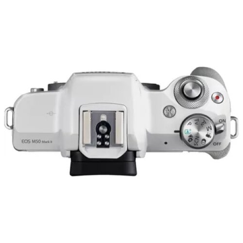 Canon EOS M50 Mark II Mirrorless Camera, White + EF-M 15-45mm f/3.5-6.3 IS STM Lens, Silver