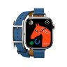 Кожаный двойной тонкий ремешок с пряжкой Hermes для Apple Watch 42mm Attelage Hapi Double Tour - Голубой (Bleu de France)