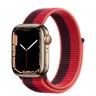Apple Watch Series 7 41 мм, сталь золотистая, спортивный браслет Красный