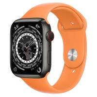 Apple Watch Series 7 45 мм, Титановые "чёрный космос", спортивный ремешок «Весенняя мимоза»