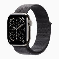 Apple Watch Series 11 46mm, Natural Titanium Case with Sport Loop - Dark Gray