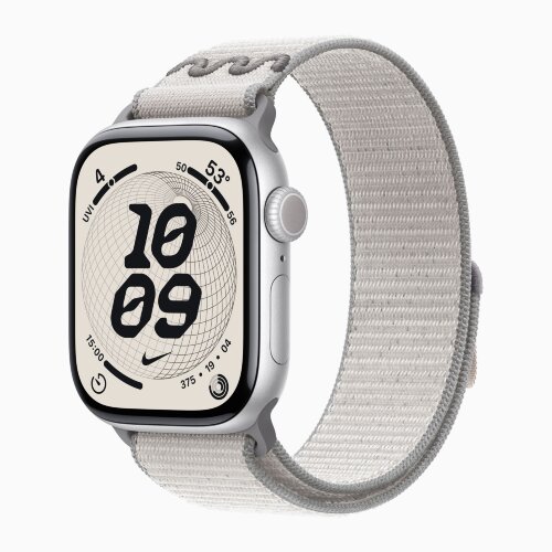 Apple Watch Series 11 42mm, Silver Aluminum Case with Nike Sport Loop - Veiled Grey