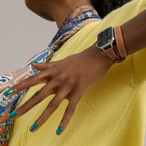 Ремешок Hermès Attelage Double Tour из кожи Swift 41mm для Apple Watch - Золотой