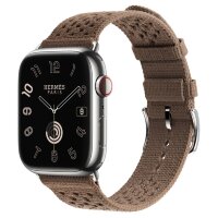 Apple Watch Hermes Series 12 46mm, ремешок из текстильного трикотажа коричневый