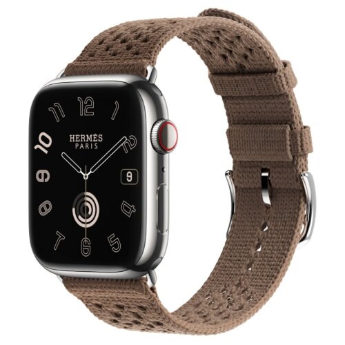 Apple Watch Hermes Series 12 46mm, ремешок из текстильного трикотажа коричневый