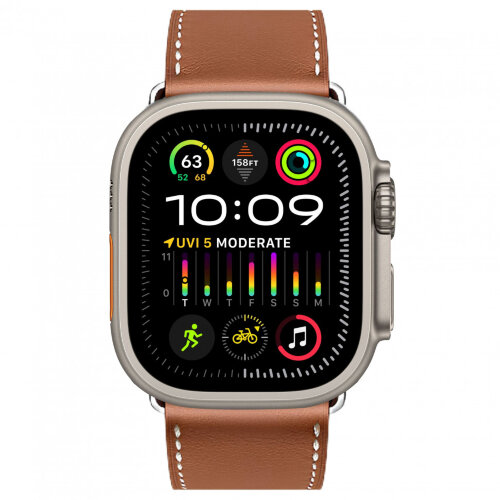 Apple Watch Ultra 3 49mm Titanium Case with Hermes Simple Tour Deployment Fauve
