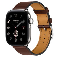 Apple Watch Hermès Series 12 42mm, Silver Titanium, ремешок Single Tour землисто-коричневый (Terre)