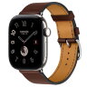 Apple Watch Hermès Series 12 42mm, Silver Titanium, ремешок Single Tour землисто-коричневый (Terre)
