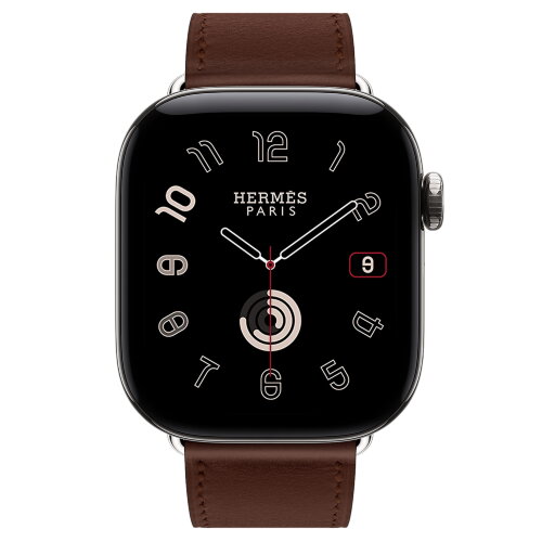 Apple Watch Hermès Series 12 42mm, Silver Titanium, ремешок Single Tour землисто-коричневый (Terre)