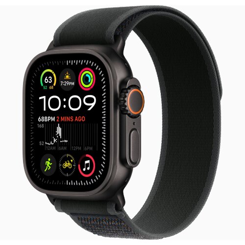 Apple Watch Ultra 2 49mm Black Titanium Case with Black Trail Loop (M/L)