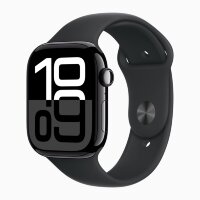 Apple Watch Series 10 42mm, Jet Black Aluminum Case with Sport Band - Black