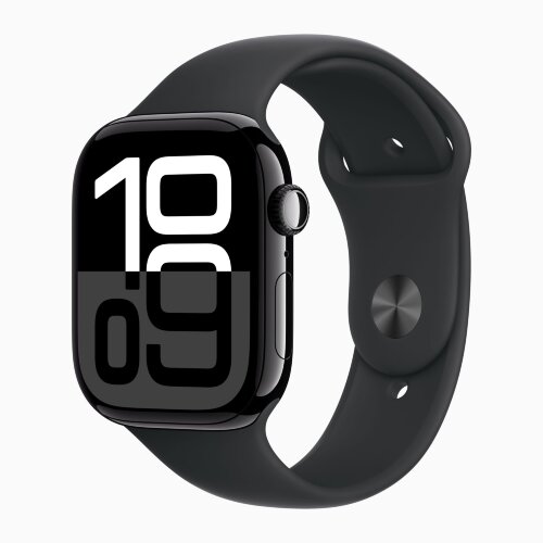 Apple Watch Series 10 42mm, Jet Black Aluminum Case with Sport Band - Black