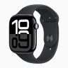 Apple Watch Series 10 42mm, Jet Black Aluminum Case with Sport Band - Black