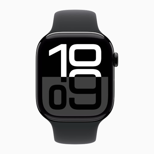 Apple Watch Series 10 42mm, Jet Black Aluminum Case with Sport Band - Black
