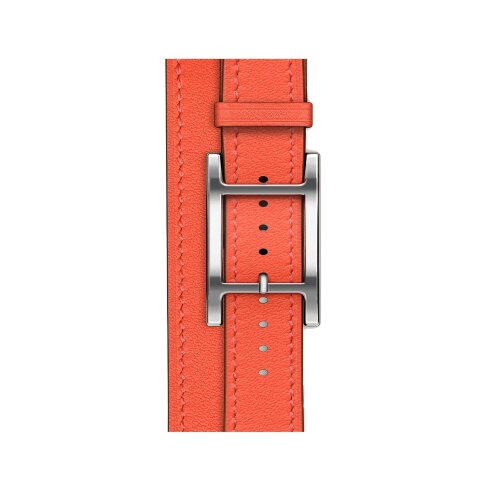Кожаный двойной ремешок с пряжкой Hermes для Apple Watch 42mm Hapi Double Tour - Оранжевый (Orange Field)