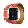 Кожаный двойной ремешок с пряжкой Hermes для Apple Watch 42mm Hapi Double Tour - Оранжевый (Orange Field)