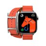 Кожаный двойной ремешок с пряжкой Hermes для Apple Watch 42mm Hapi Double Tour - Оранжевый (Orange Field)