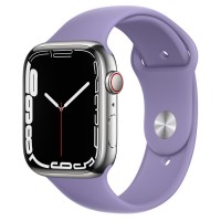 Apple Watch Series 7 45 мм, Стальные серебристого цвета, спортивный ремешок «Английская лаванда»