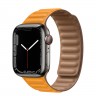 Apple Watch Series 7 41 мм, Графитовая нержавеющая сталь, браслет из кожи «Золотой апельсин»