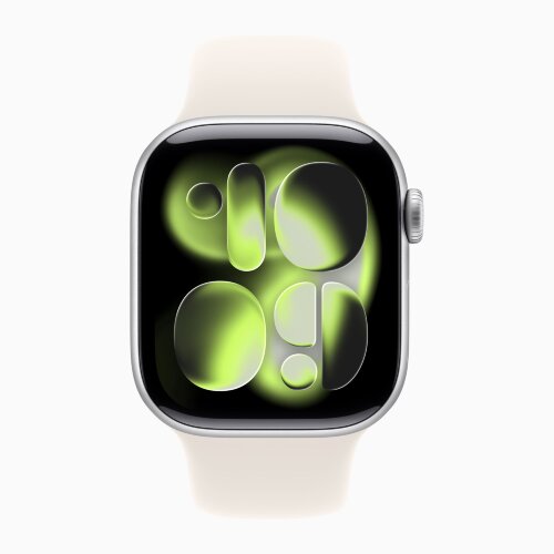 Apple Watch Series 11 46mm, Silver Aluminum Case with Sport Band - Starlight