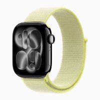 Apple Watch Series 11 42mm, Jet Black Aluminum Case with Sport Loop - Neon Yellow