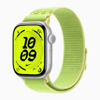 Apple Watch Series 11 42mm, Silver Aluminum Case with Nike Sport Loop - Volt Splash